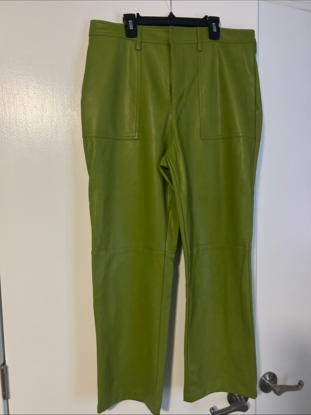 7 For All Mankind Olive Green Faux Leather Pants